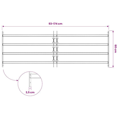 Adjustable Security Grille for Windows with 4 Crossbars 1000-1500 mm