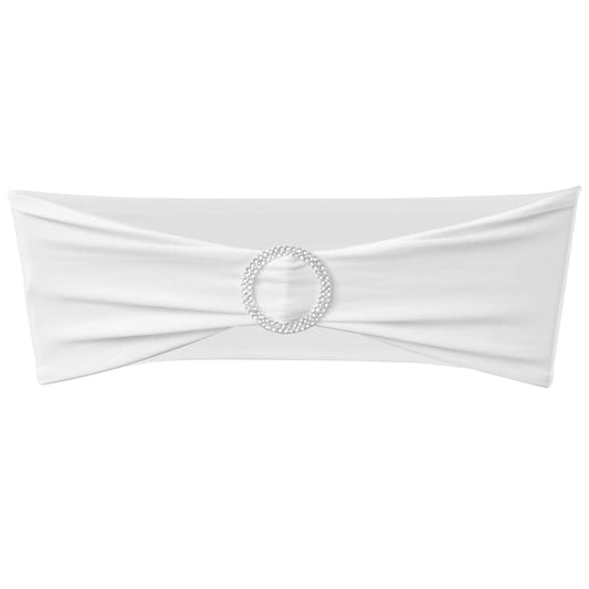 vidaXL 25 pcs White Stretchable Decorative Chair Band with Diamond Buckle