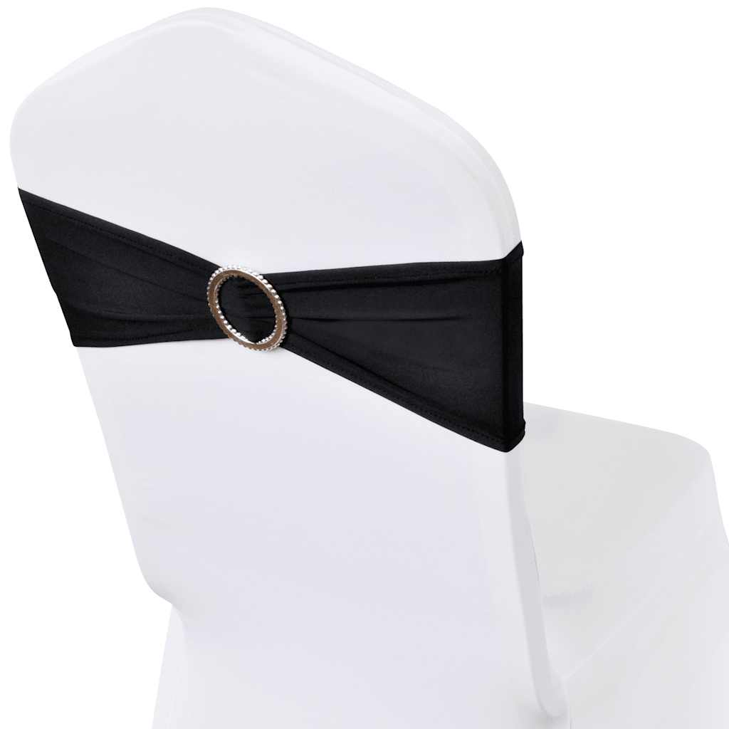 vidaXL 25 pcs Black Stretchable Decorative Chair Band with Diamond Buckle