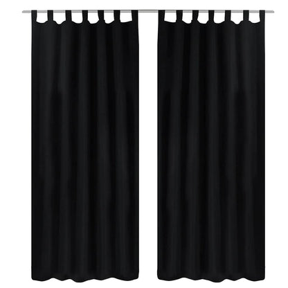 vidaXL 2 pcs Black Micro-Satin Curtains with Loops 140 x 245 cm