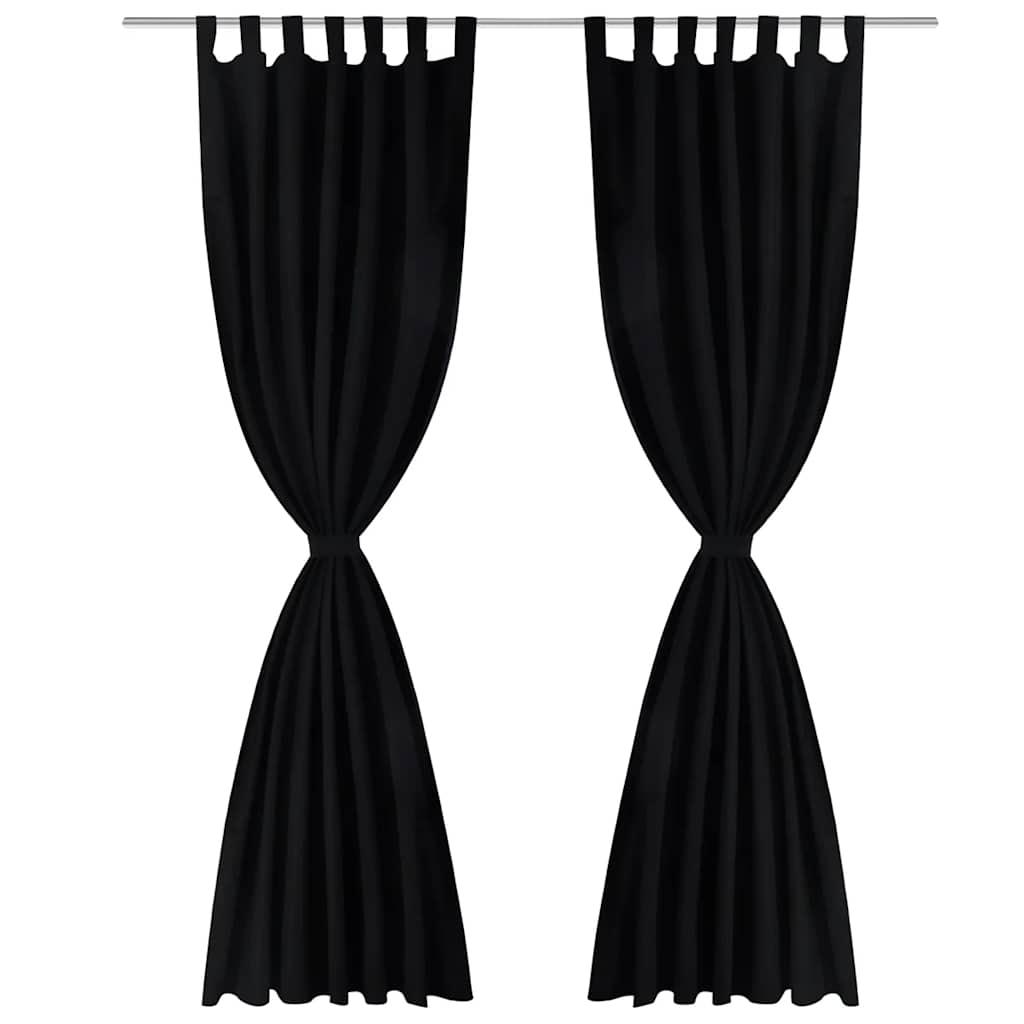 vidaXL 2 pcs Black Micro-Satin Curtains with Loops 140 x 245 cm