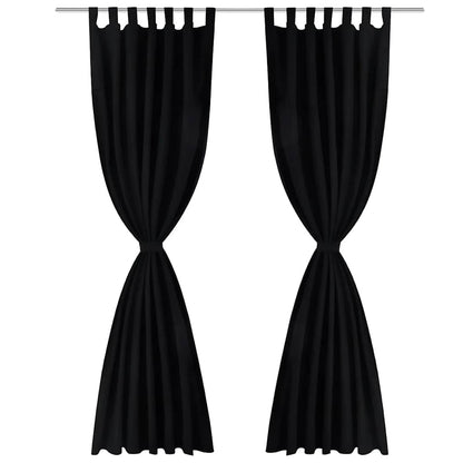 vidaXL 2 pcs Black Micro-Satin Curtains with Loops 140 x 245 cm