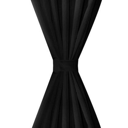 vidaXL 2 pcs Black Micro-Satin Curtains with Loops 140 x 245 cm