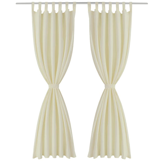 2 pcs Cream Micro-Satin Curtains with Loops 140 x 225 cm