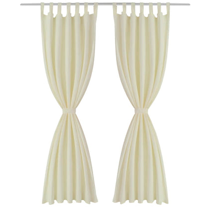 2 pcs Cream Micro-Satin Curtains with Loops 140 x 245 cm