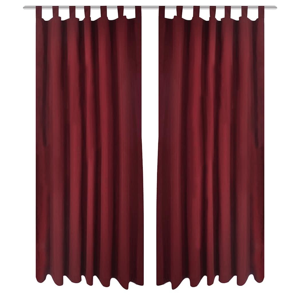 vidaXL 2 pcs Bordeaux Micro-Satin Curtains with Loops 140 x 175 cm
