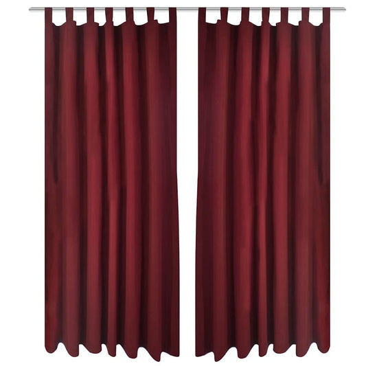 vidaXL 2 pcs Bordeaux Micro-Satin Curtains with Loops 140 x 225 cm