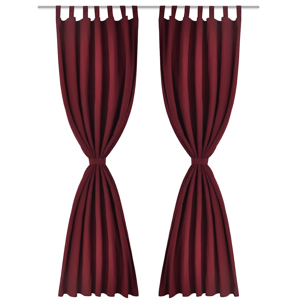 vidaXL 2 pcs Bordeaux Micro-Satin Curtains with Loops 140 x 225 cm
