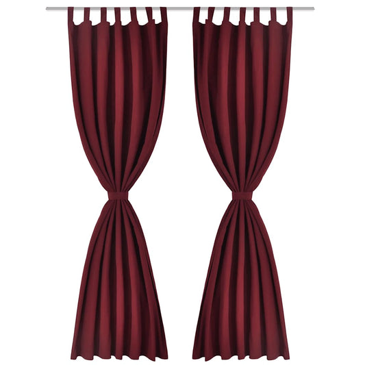 vidaXL 2 pcs Bordeaux Micro-Satin Curtains with Loops 140 x 225 cm