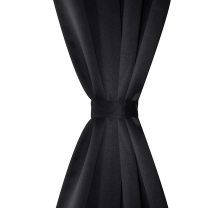 130369 2 pcs Black Blackout Curtains with Metal Rings 135 x 245 cm
