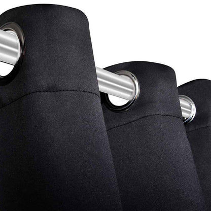 130369 2 pcs Black Blackout Curtains with Metal Rings 135 x 245 cm