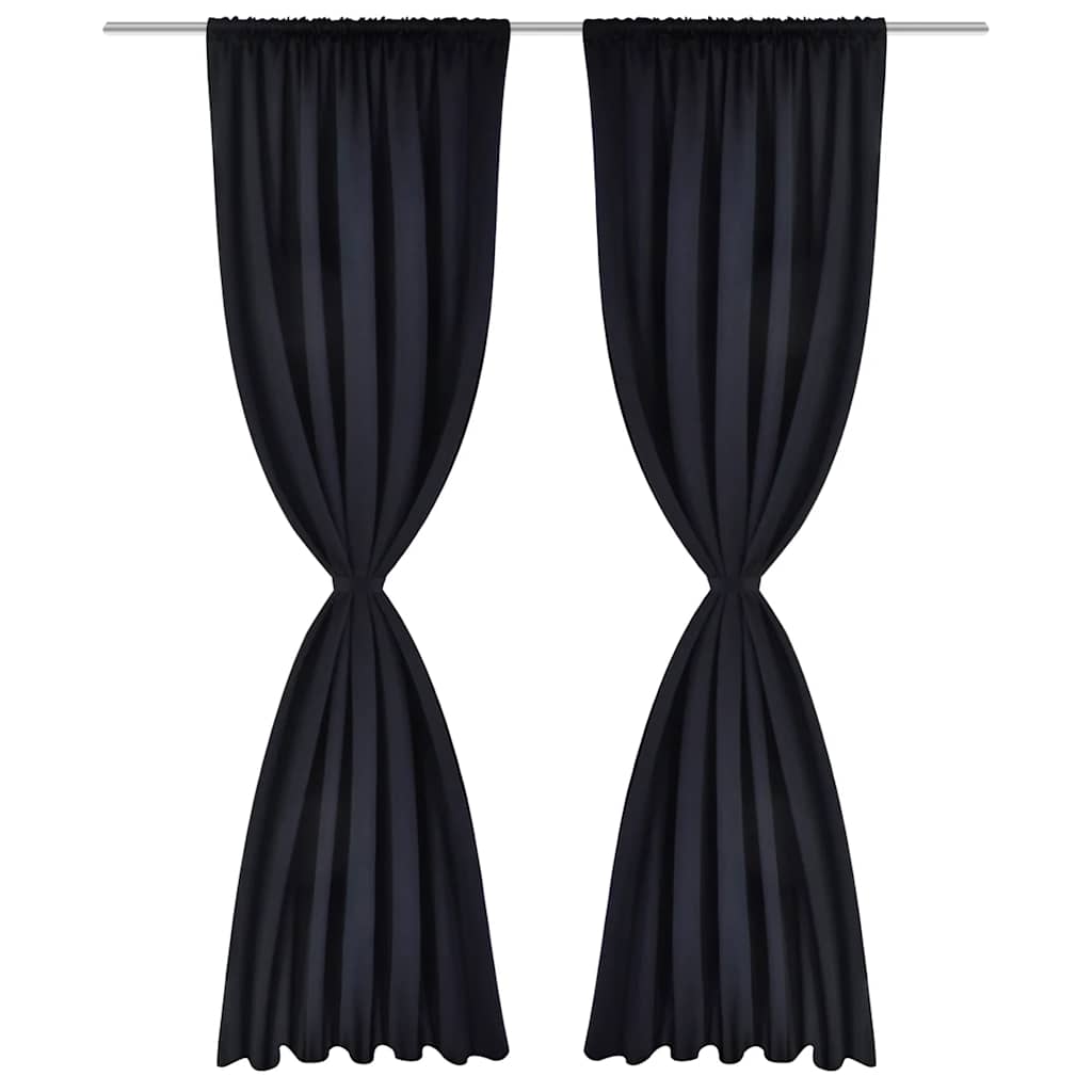 130370 2 pcs Black Slot-Headed Blackout Curtains 135 x 245 cm