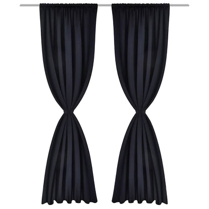 130370 2 pcs Black Slot-Headed Blackout Curtains 135 x 245 cm