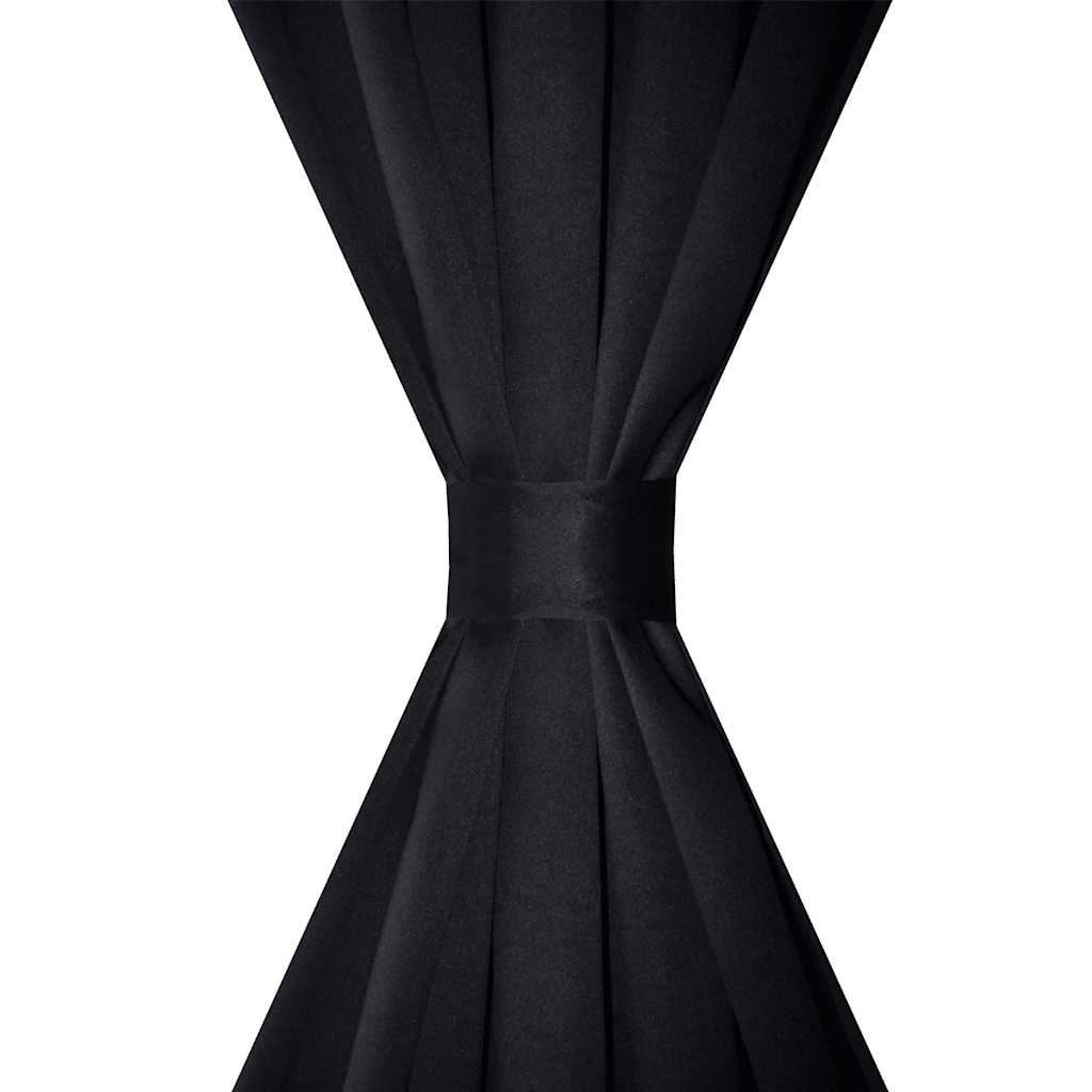 130370 2 pcs Black Slot-Headed Blackout Curtains 135 x 245 cm
