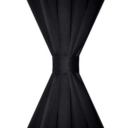 130370 2 pcs Black Slot-Headed Blackout Curtains 135 x 245 cm