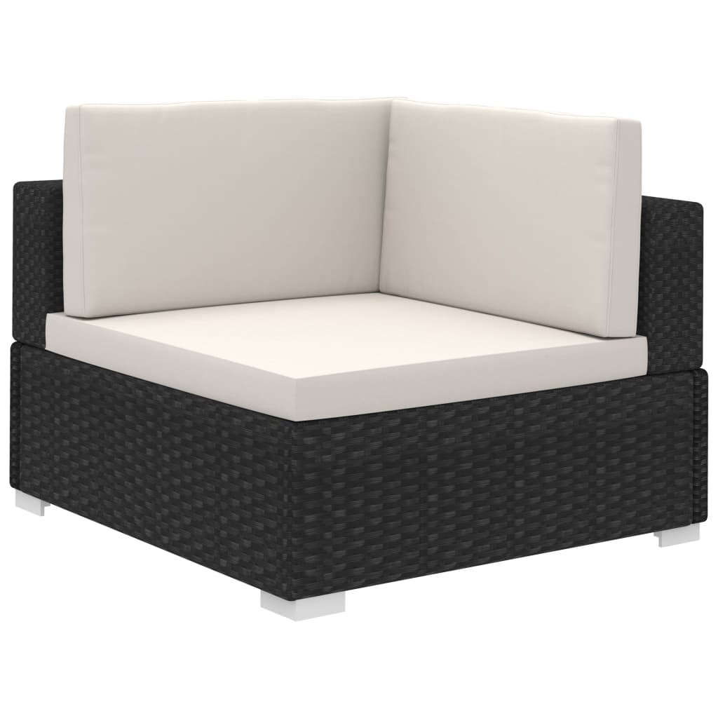 vidaXL Patio Furniture | Black | Poly Rattan | Large |  Removable Covers