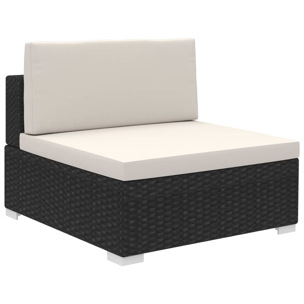 vidaXL Patio Furniture | Black | Poly Rattan | Large |  Removable Covers