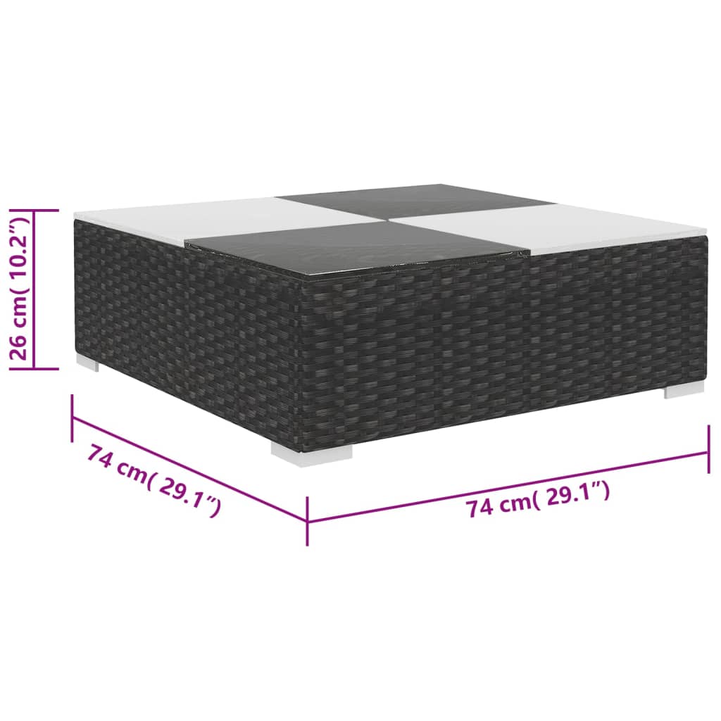 vidaXL Patio Furniture | Black | Poly Rattan | Large |  Removable Covers