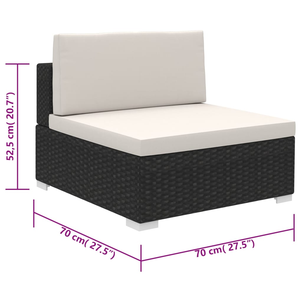 vidaXL Patio Furniture | Black | Poly Rattan | Large |  Removable Covers