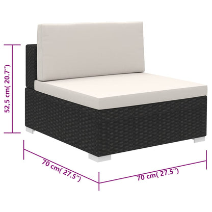 vidaXL Patio Furniture | Black | Poly Rattan | Large |  Removable Covers
