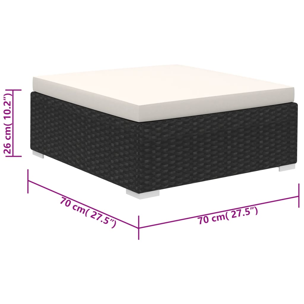 vidaXL Patio Furniture | Black | Poly Rattan | Large |  Removable Covers