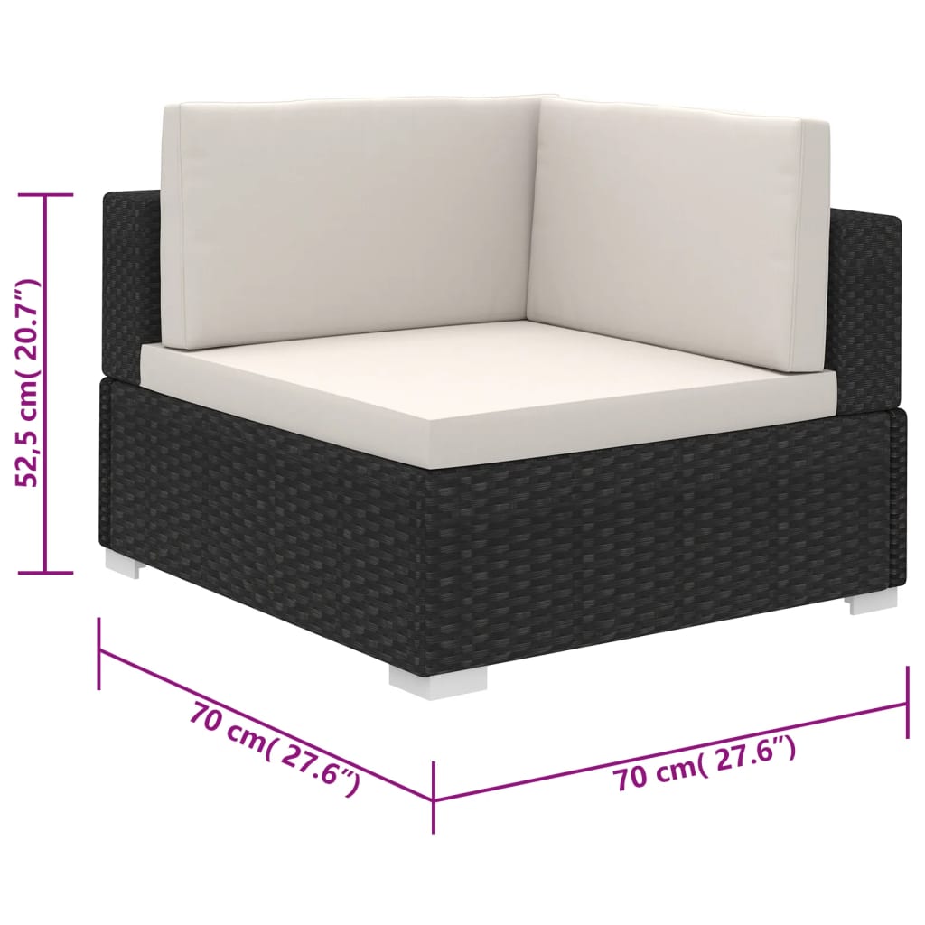 vidaXL Patio Furniture | Black | Poly Rattan | Large |  Removable Covers
