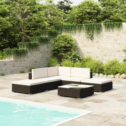 vidaXL Patio Furniture | Black | Poly Rattan | Large |  Removable Covers