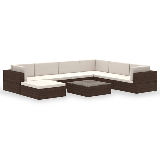 vidaXL Patio Furniture | Brown | PE Rattan | Set | Modular | Patio Lounge Set