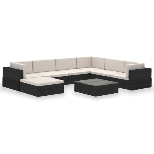 vidaXL Patio Furniture | Black and Cream | Poly Rattan, Steel, Polyester | Large