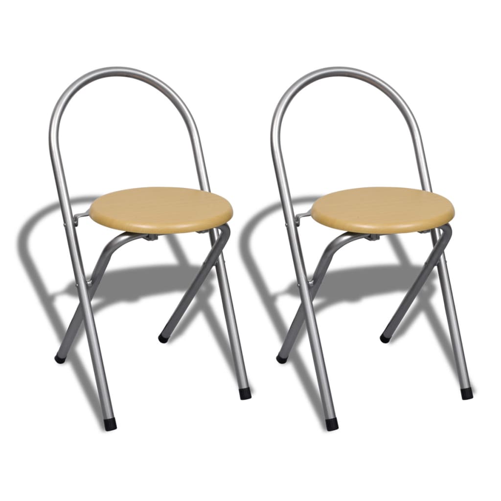 vidaXL Breakfast Bar Set | Beige, Silver | Steel, MDF | Compact | Foldable