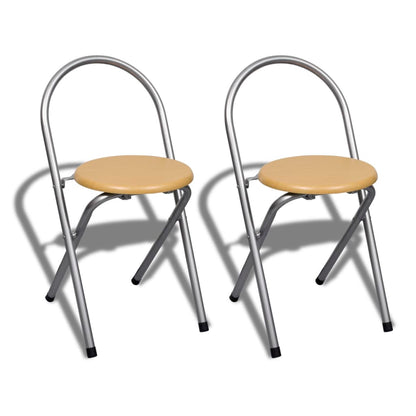 vidaXL Breakfast Bar Set | Beige, Silver | Steel, MDF | Compact | Foldable