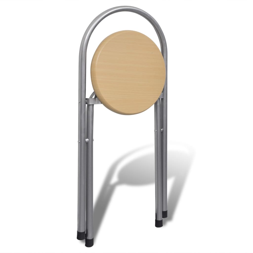 vidaXL Breakfast Bar Set | Beige, Silver | Steel, MDF | Compact | Foldable