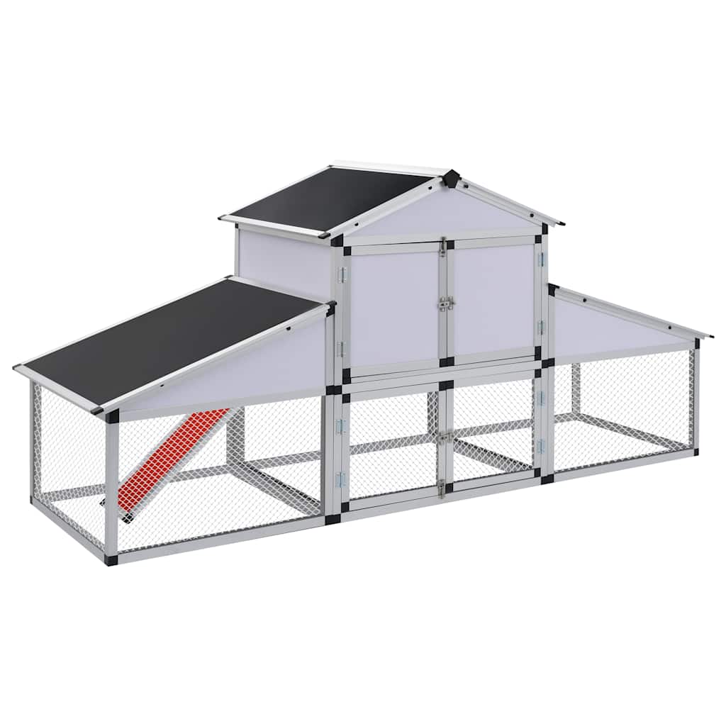 41323 vidaXL Chicken Coop with Runs and Nest Box Aluminium