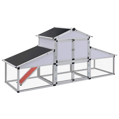 41323 vidaXL Chicken Coop with Runs and Nest Box Aluminium