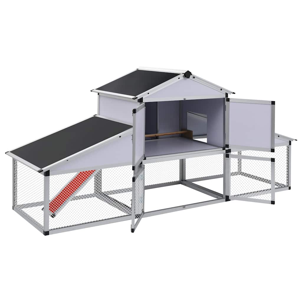 41323 vidaXL Chicken Coop with Runs and Nest Box Aluminium