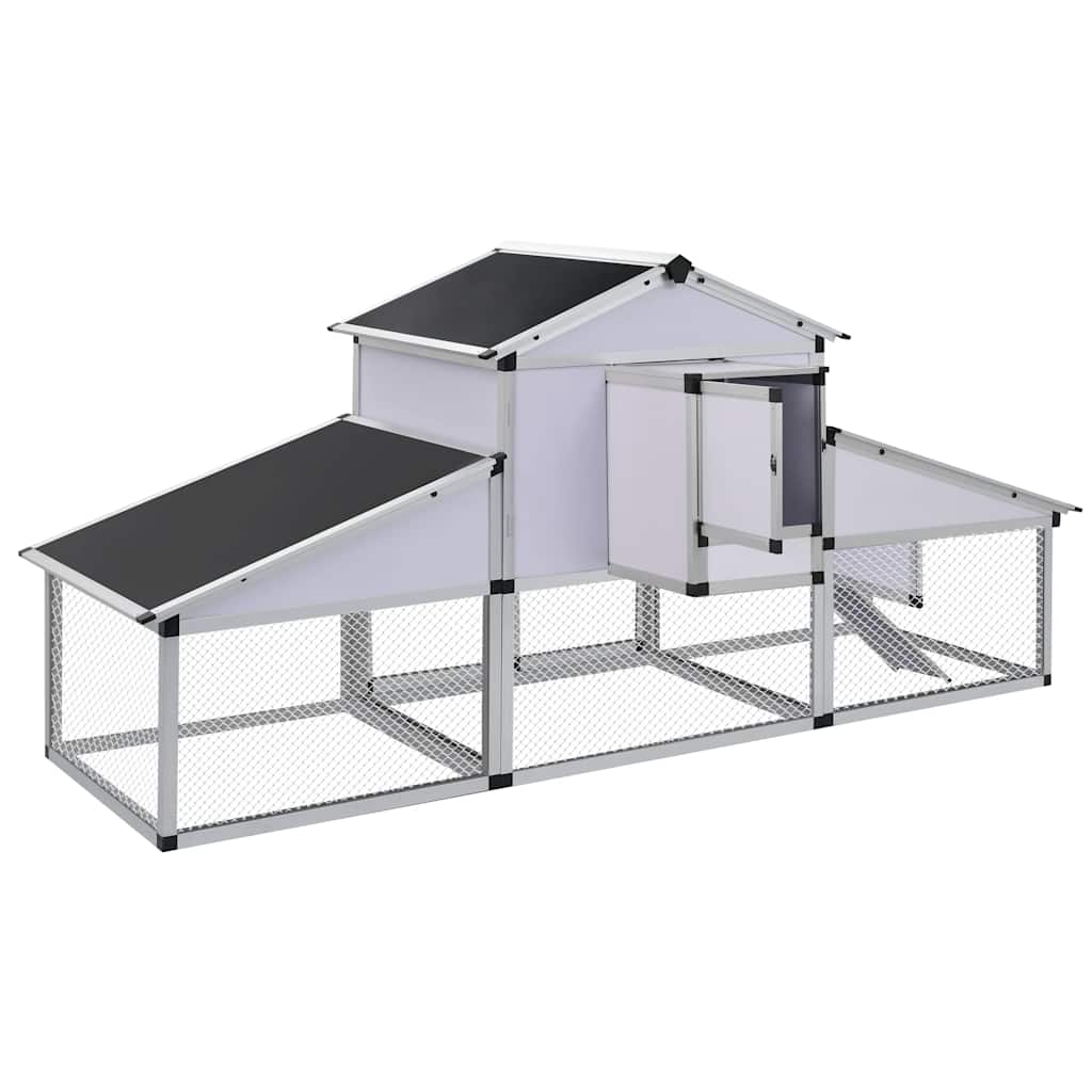 41323 vidaXL Chicken Coop with Runs and Nest Box Aluminium