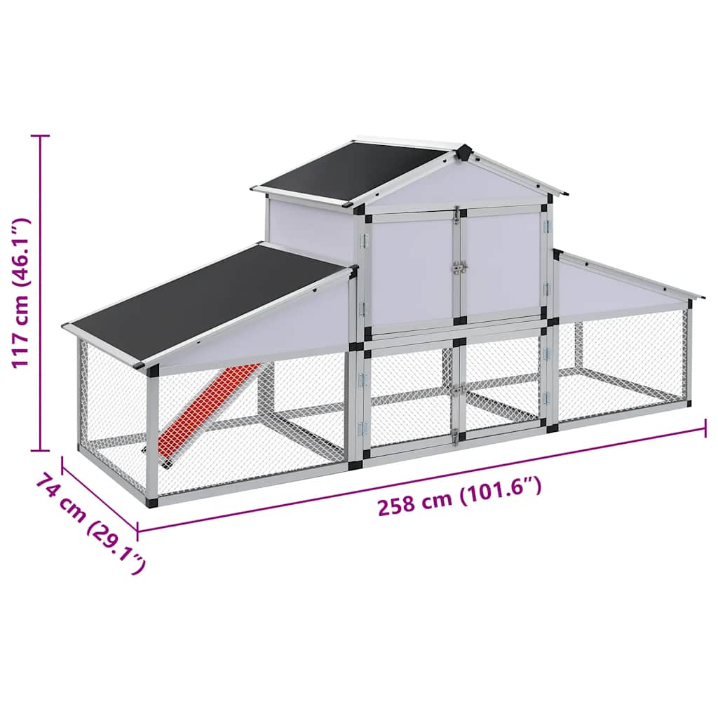 vidaXL Chicken Coop with Runs and Nest Box Aluminium