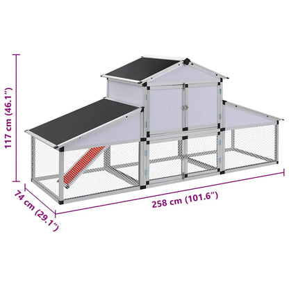 vidaXL Chicken Coop with Runs and Nest Box Aluminium