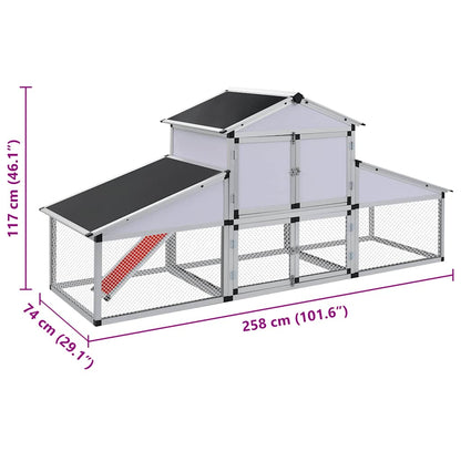 41323 vidaXL Chicken Coop with Runs and Nest Box Aluminium
