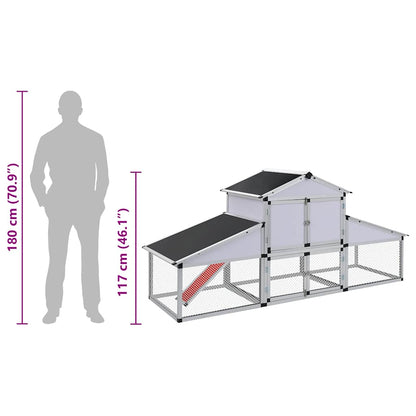 vidaXL Chicken Coop with Runs and Nest Box Aluminium