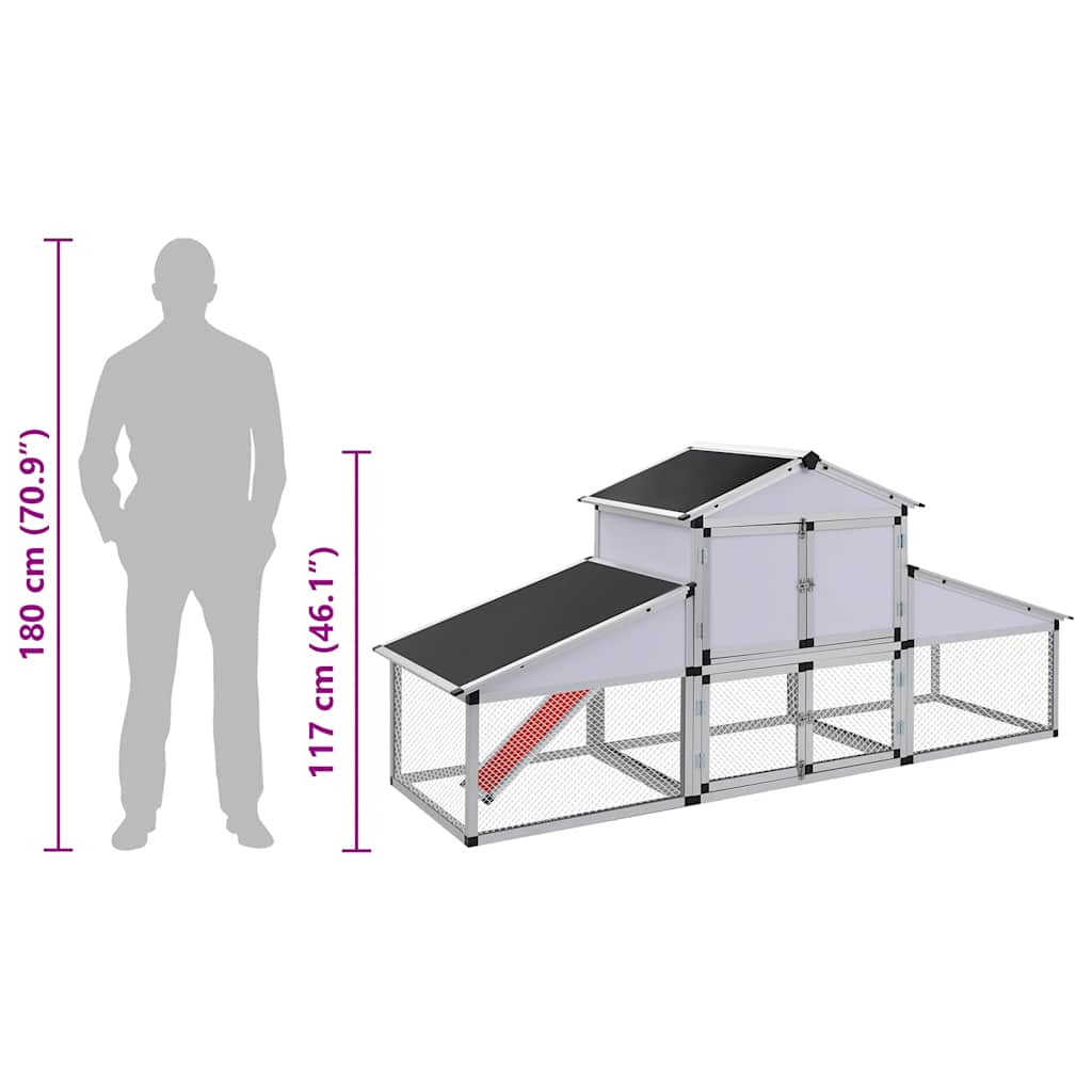 41323 vidaXL Chicken Coop with Runs and Nest Box Aluminium