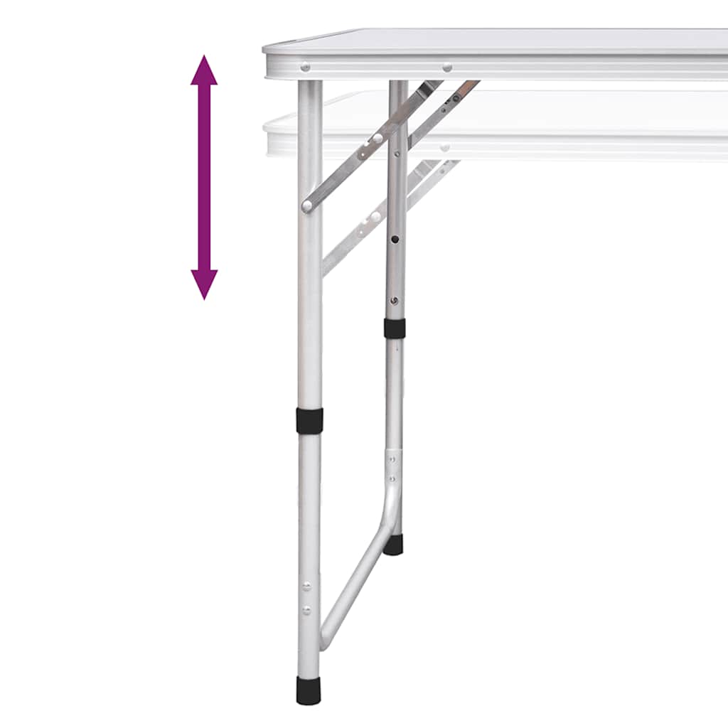 vidaXL Foldable Camping Table Height Adjustable Aluminium 120 x 60 cm