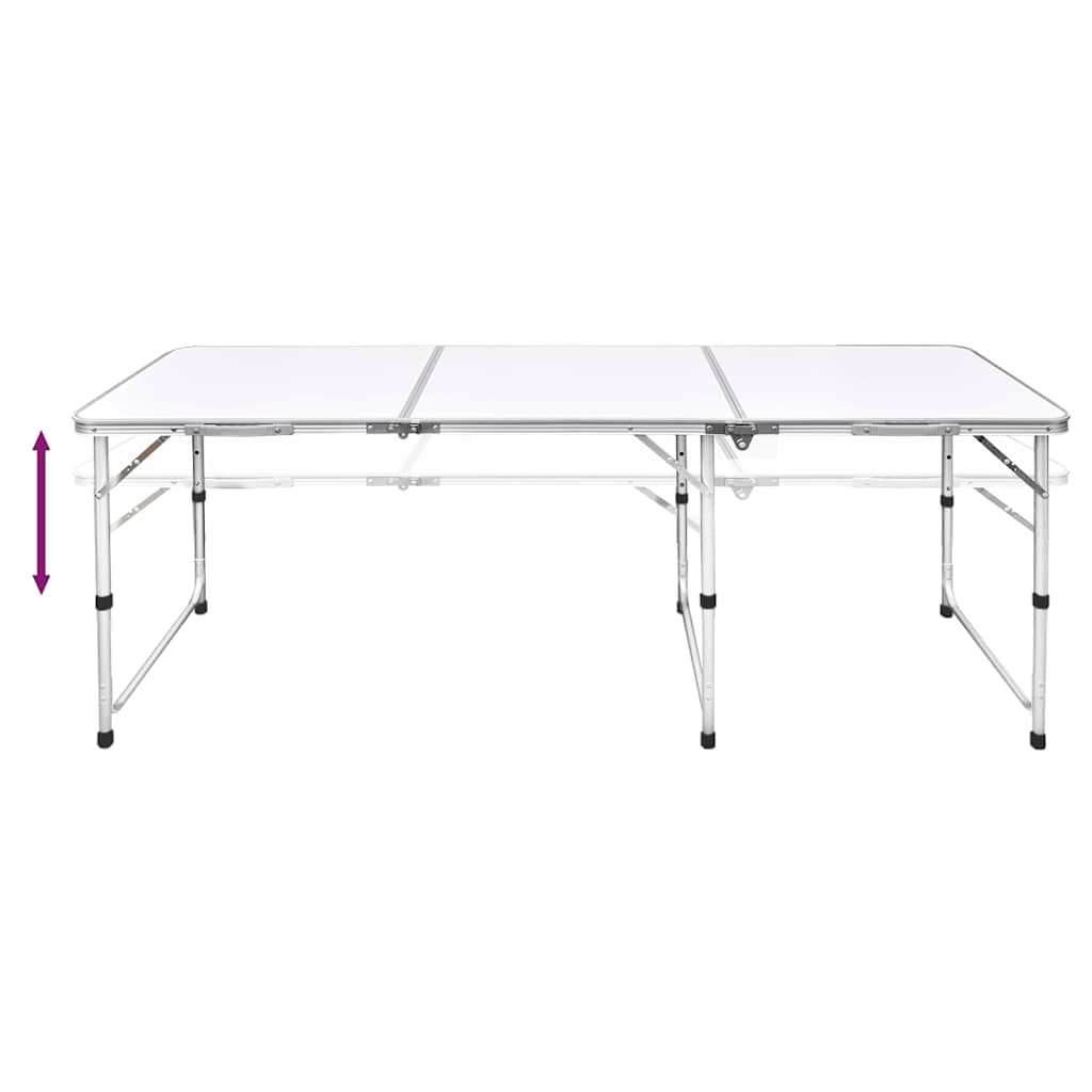 vidaXL Foldable Camping Table Height Adjustable Aluminium 180 x 60 cm