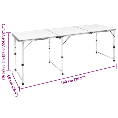 vidaXL Foldable Camping Table Height Adjustable Aluminium 180 x 60 cm