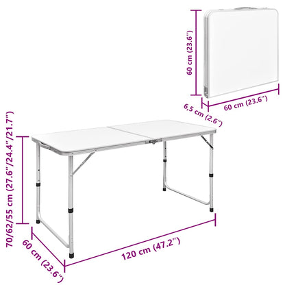 vidaXL Foldable Camping Table Set with 4 Stools Height Adjustable 120 x 60 cm
