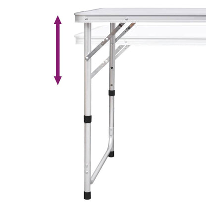 Foldable Camping Table Set with 6 Stools Height Adjustable 180x60cm