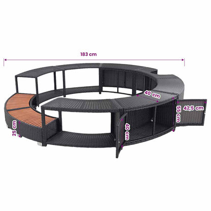 vidaXL Hot Tub Surround Black Poly Rattan