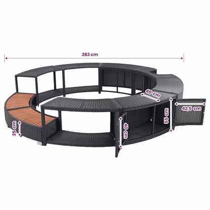 vidaXL Hot Tub Surround Black Poly Rattan