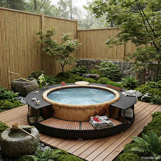 vidaXL Hot Tub Surround Black Poly Rattan