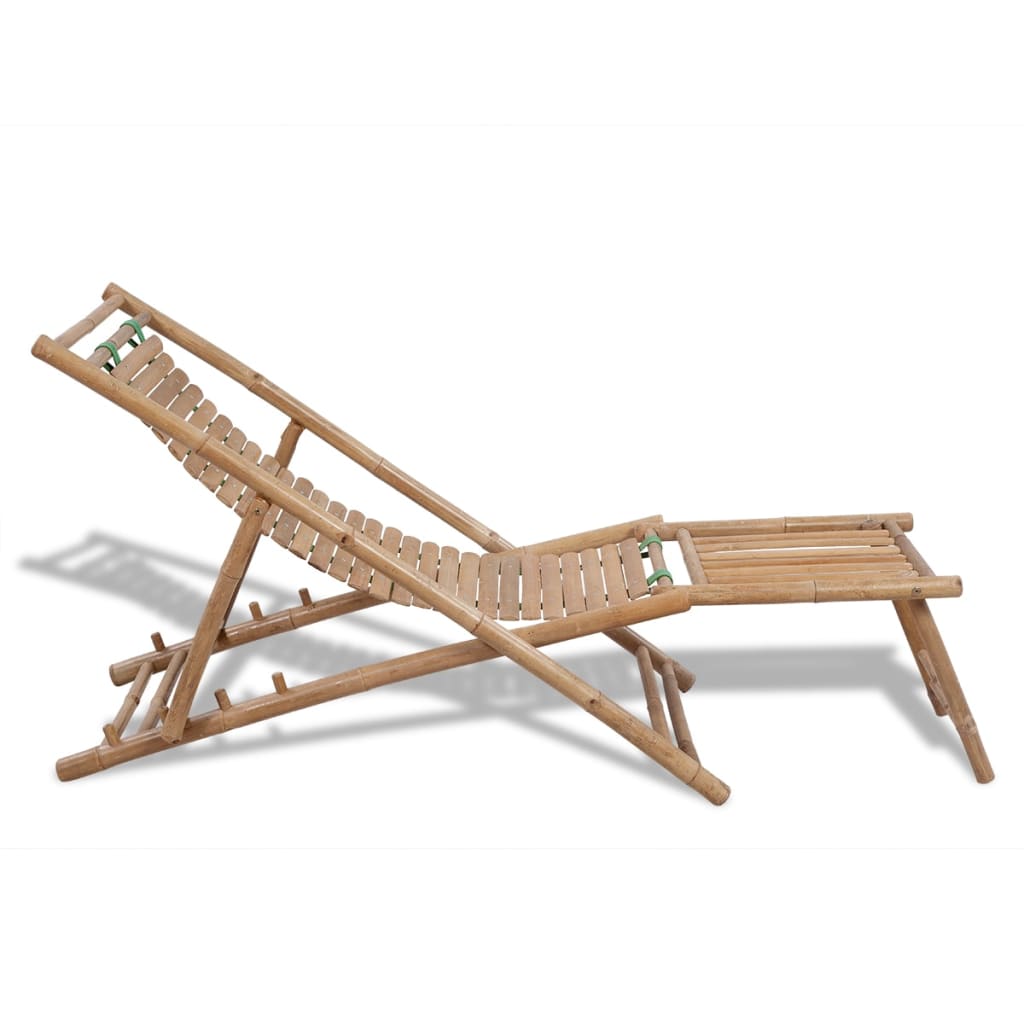 vidaXL Sun Lounger | Natural Bamboo | Bamboo | Full size | Foldable